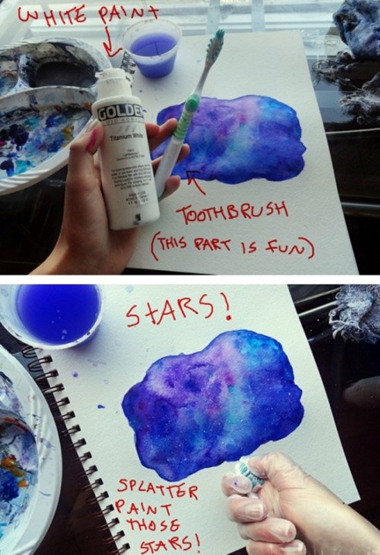Космос рисунок гуашью