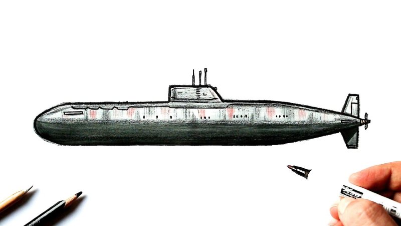 Подводная лодка карандашом