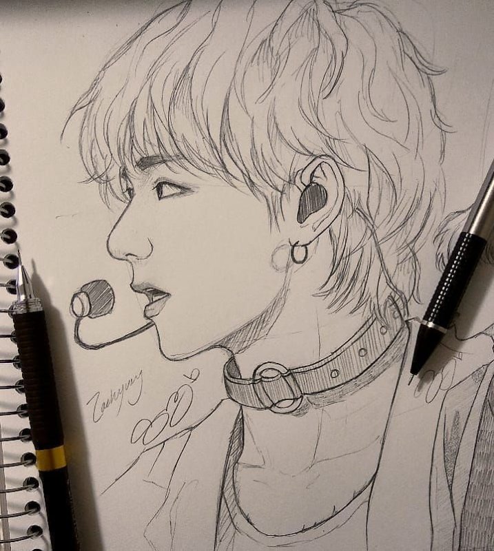 BTS рисунки Тэхен