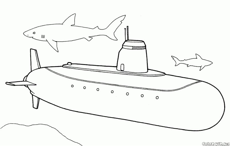 Разукрашки подводная лодка Военная