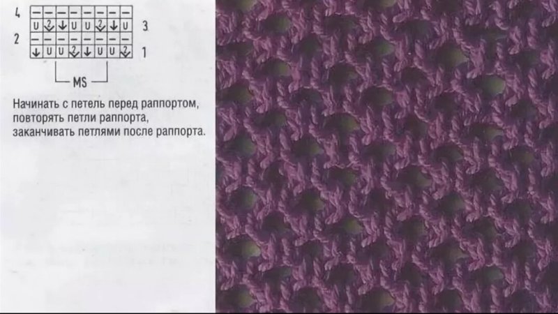 Узор сетка спицами