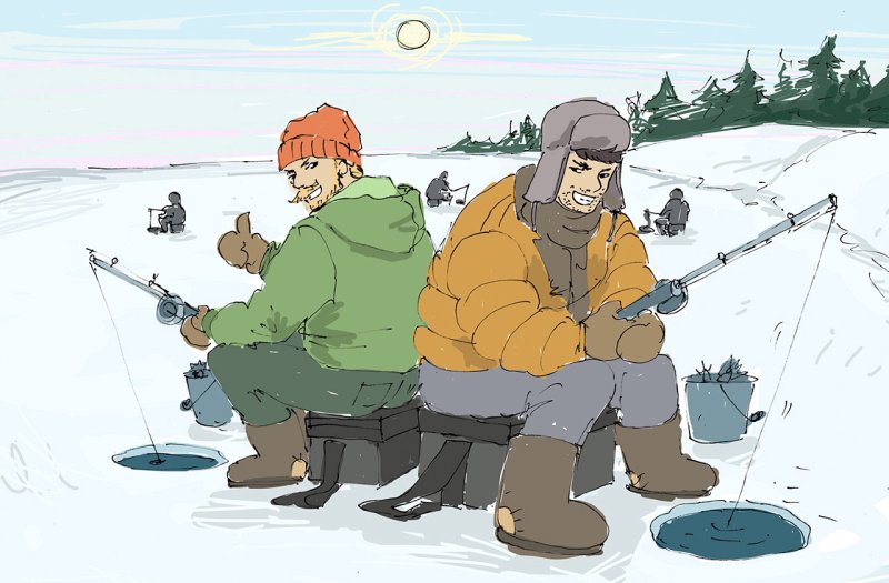 Зимняя рыбалка карикатура