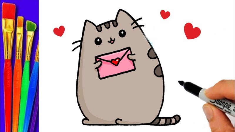 Рисунок кота для срисовки