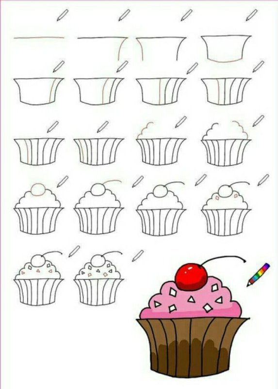 Рисунок кекса для срисовки
