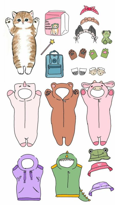 Котитики из бумаги с одеждой