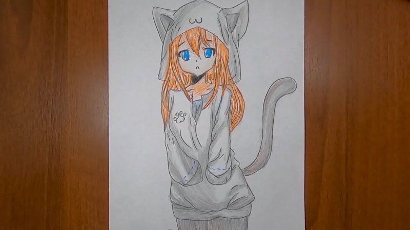 Девочка кошка для срисовки