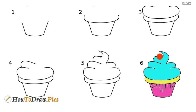 схема рисования кекса