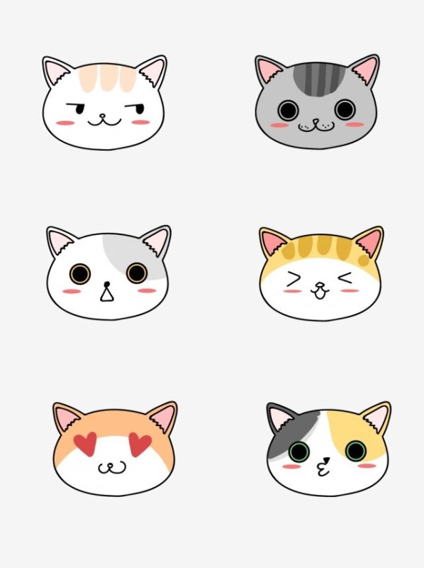 Мордочки мультяшных котят