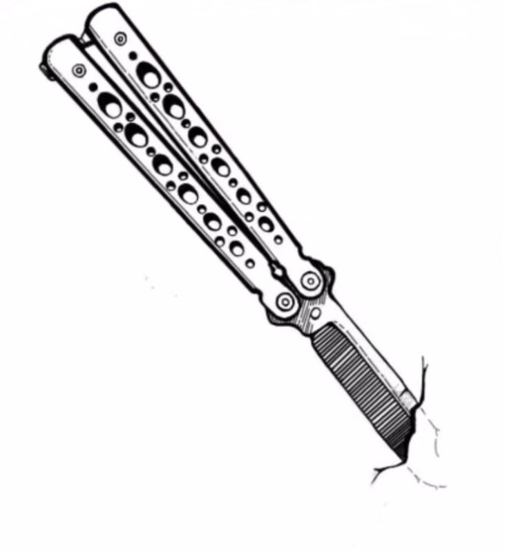 Нож бабочка Баттерфляй чертеж