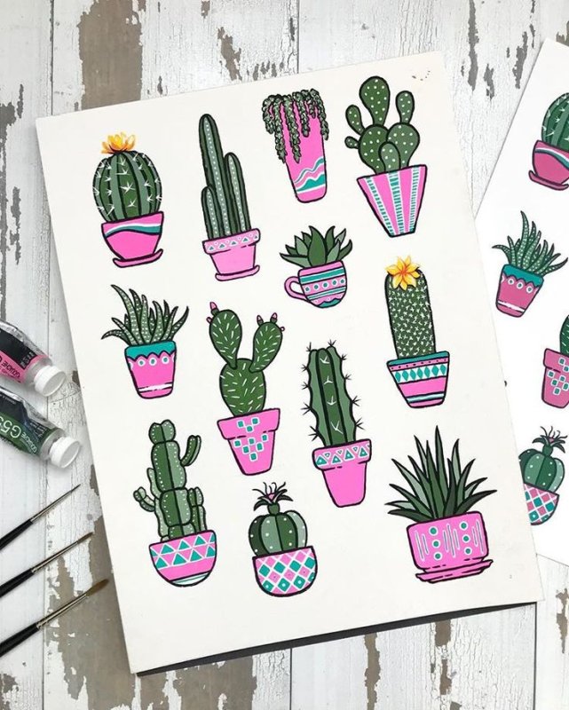 Кактусы для скетчбука