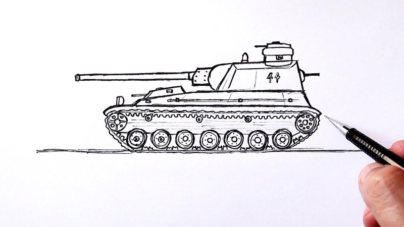 Рисунок танка карандашом