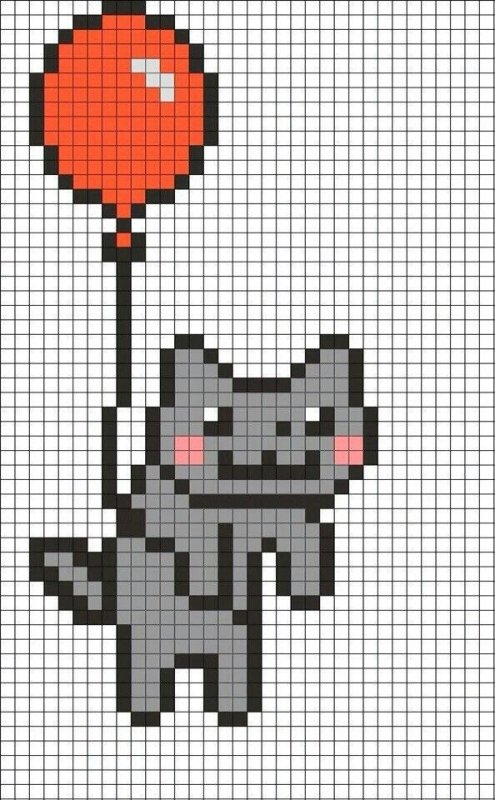 рисунки по клеточкам котики маленькие