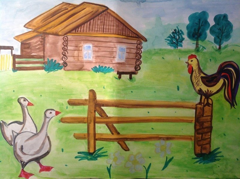 Детские рисунки деревня
