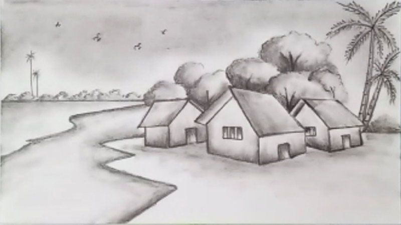 Деревня рисунок