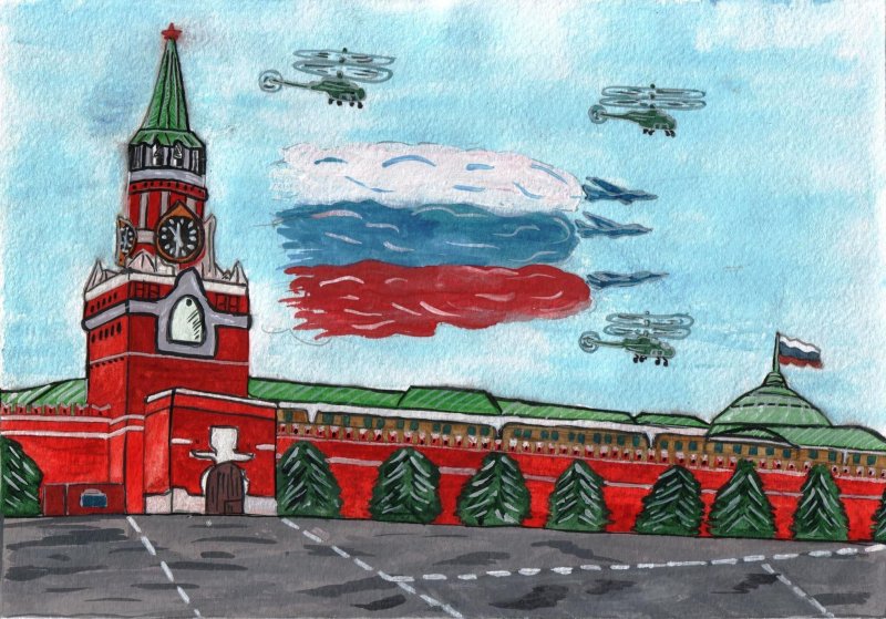 Рисование парад на красной площади
