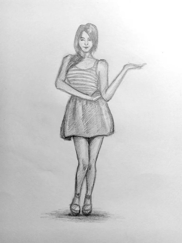 Рисунок девушки карандашом