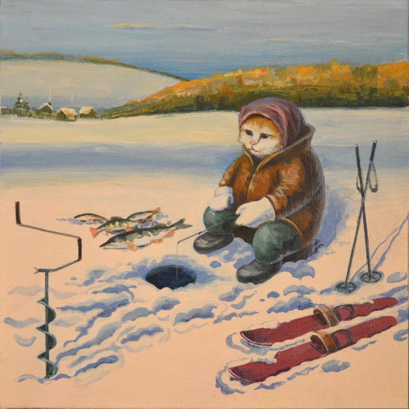 зимняя рыбалка в живописи