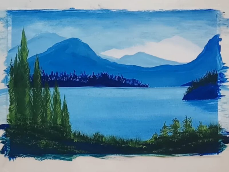 Рисунки гуашью пейзажи