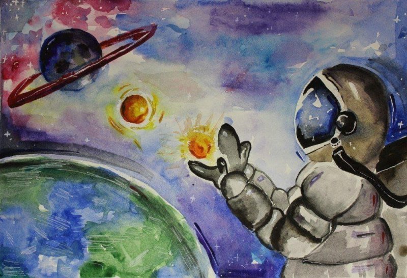 Рисунок на тему космос красками