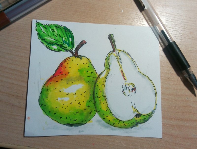 Рисование маркерами фрукты