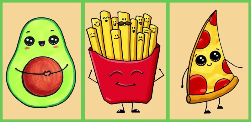 Лёгкие рисунки еда