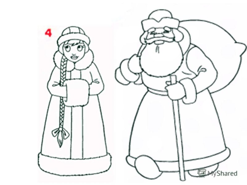 Рисование Деда Мороза и Снегурочки