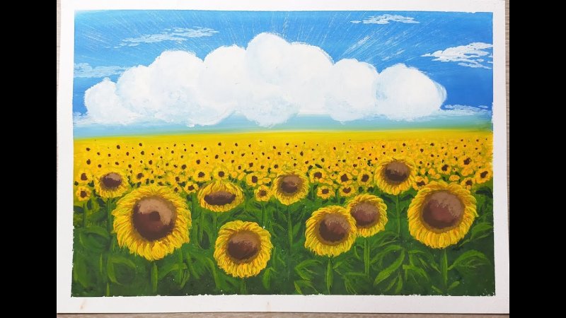 Подсолнухи рисунок гуашью