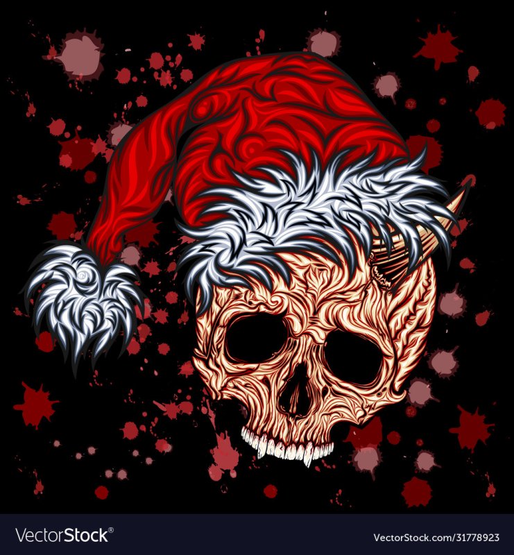 новогодняя иллюстрация череп