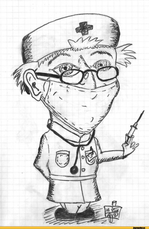 Рисунок медика карандашом