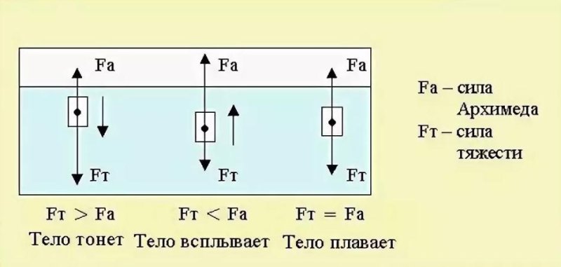 Силы действующие на тело в воде