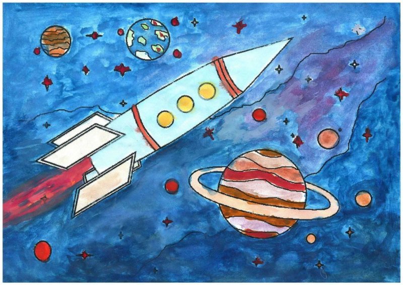Рисунок ко Дню космонавтики