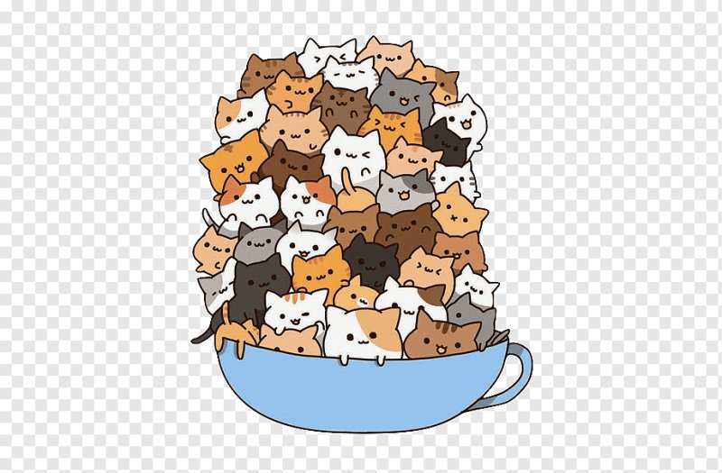 Мультяшные коты с едой