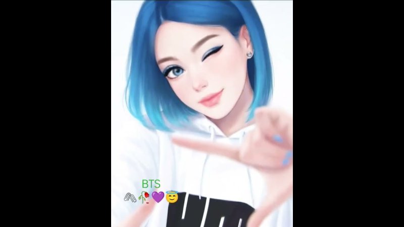 Девушка с синими волосами из мультика