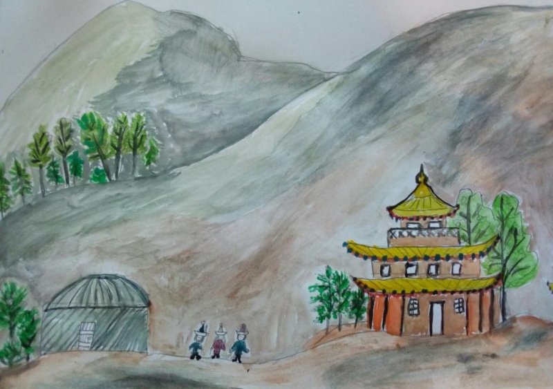 Рисунок Бурятии Тамчинский дацан рисунок