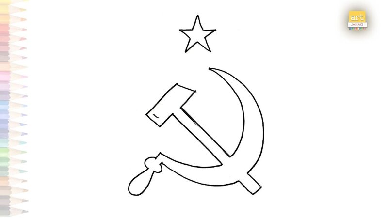 Флаг СССР рисунок карандашом поэтапно