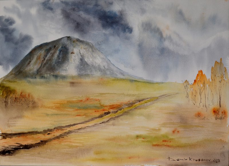 Гора Торатау рисунок карандашом