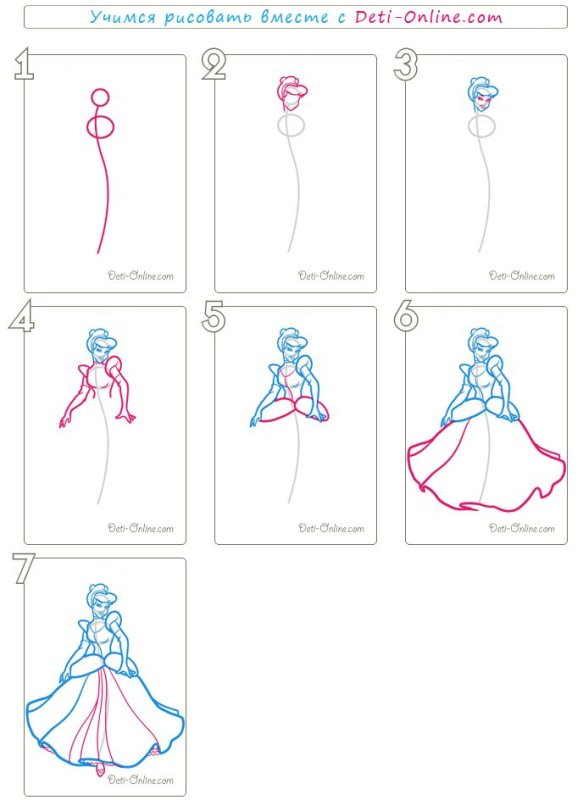 рисуем принцессу поэтапно для детей