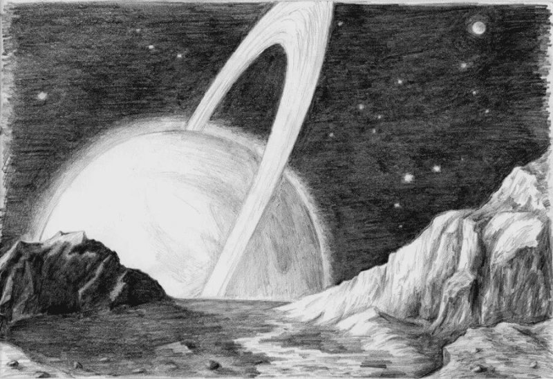 Космос рисунок карандашом