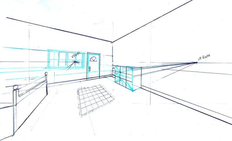 угловая перспектива интерьера