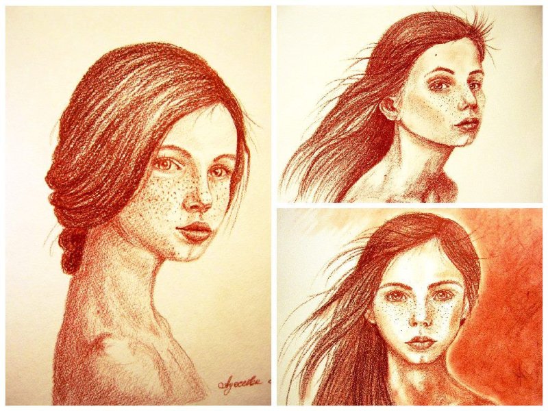 Портрет сангиной и углем