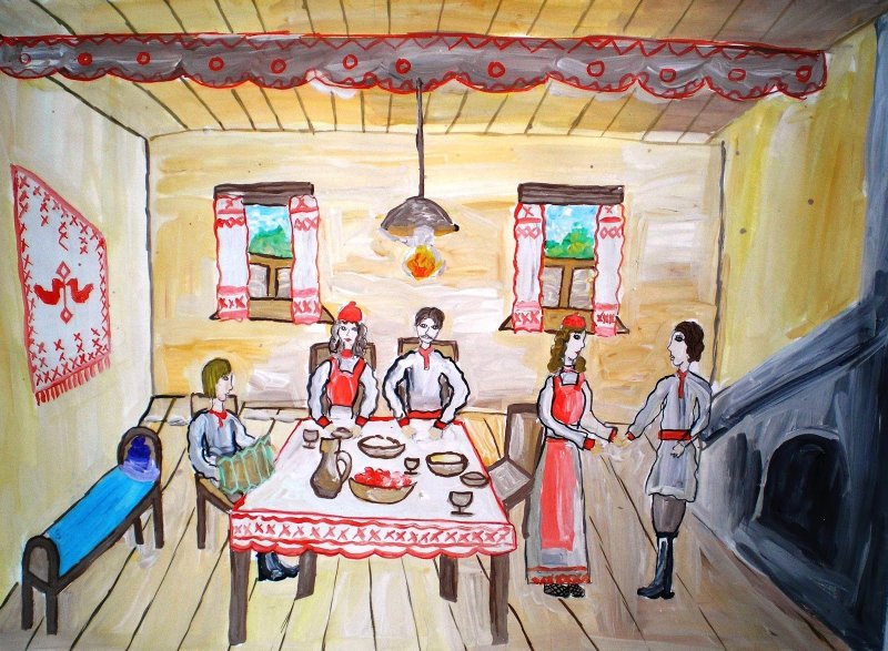 убранство русской избы рисунки
