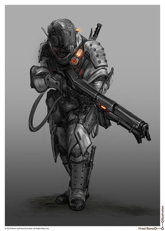 Cyberpunk Concept Art солдат