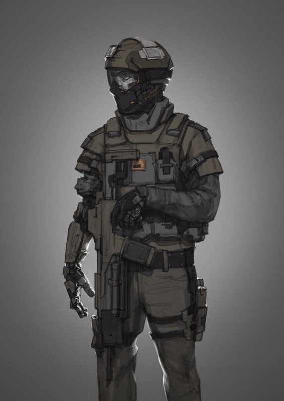 Cyberpunk Concept Art солдат