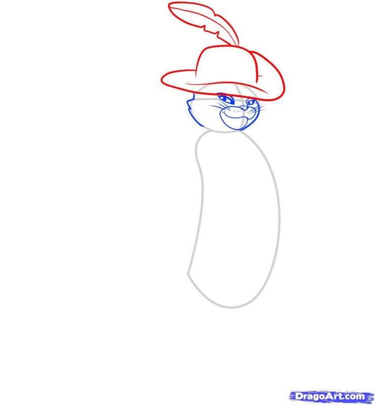 Кот в сапогах рисунок поэтапно