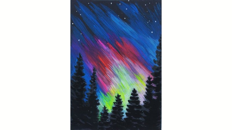 Правополушарное рисование Северное сияние