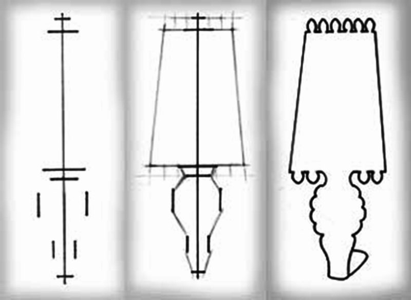 Этапы рисования прялки
