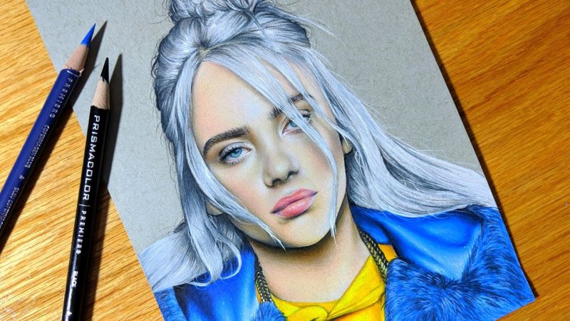 Билли Айлиш рисунок маркерами