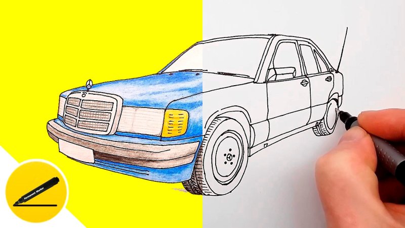 Поэтапный рисунок Мерседес