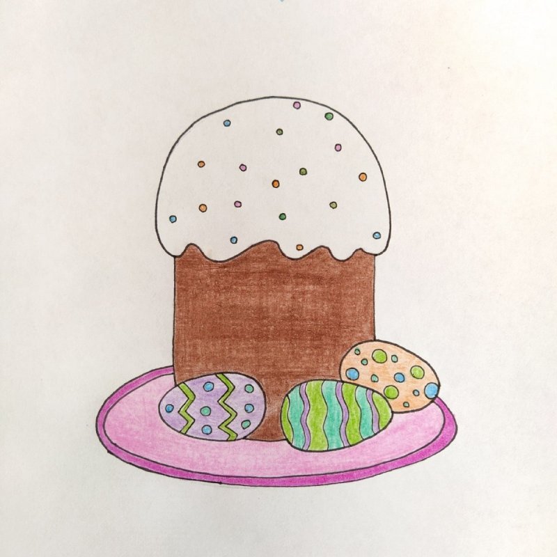 Рисунок кулича на Пасху