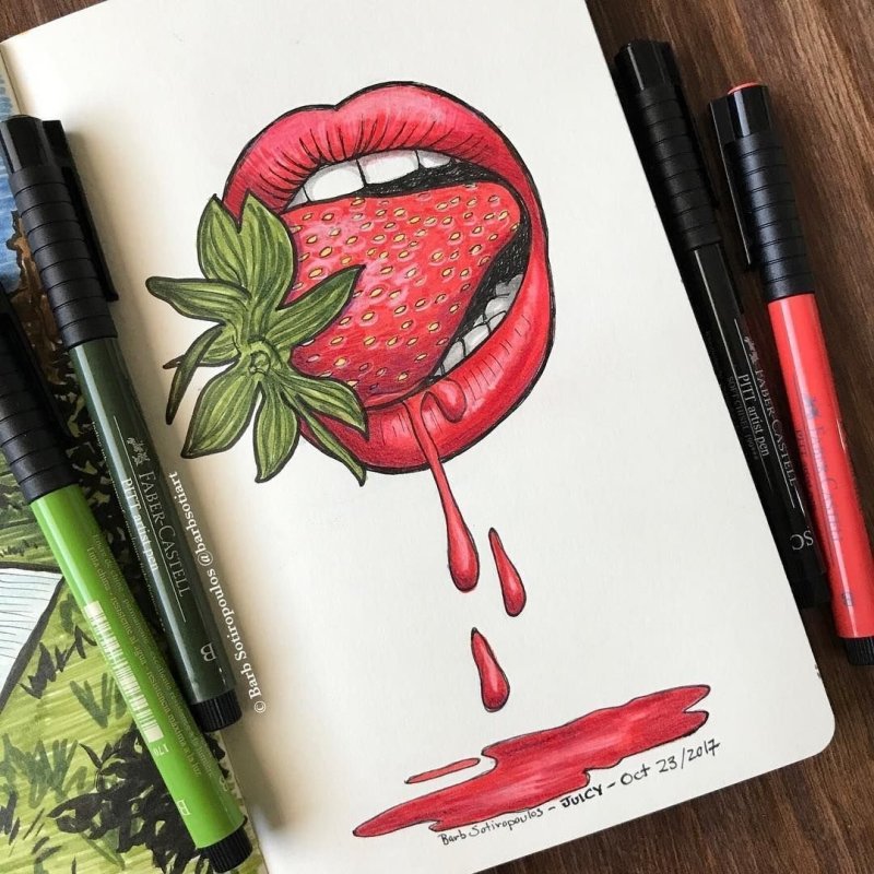 Рисунки в скетчбук фломастерами